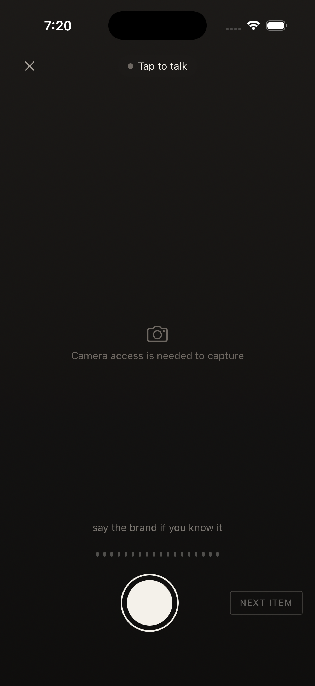 GARDE capture flow — photographing a clothing item